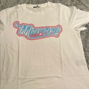 Isabel Marant White T-Shirt with Blue and Pink Logo size large